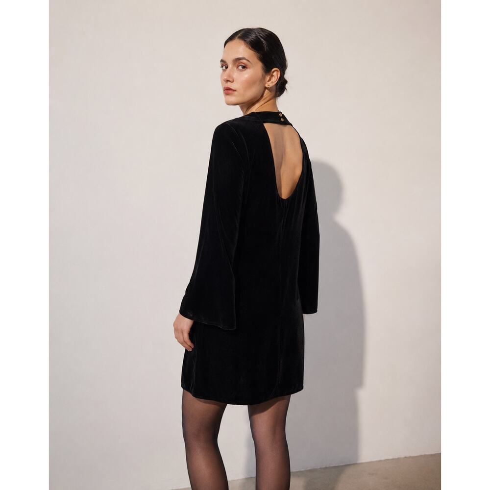 & Other Stories Paris Atelier Black Velvet Open Back Mini Dress Women’s 12